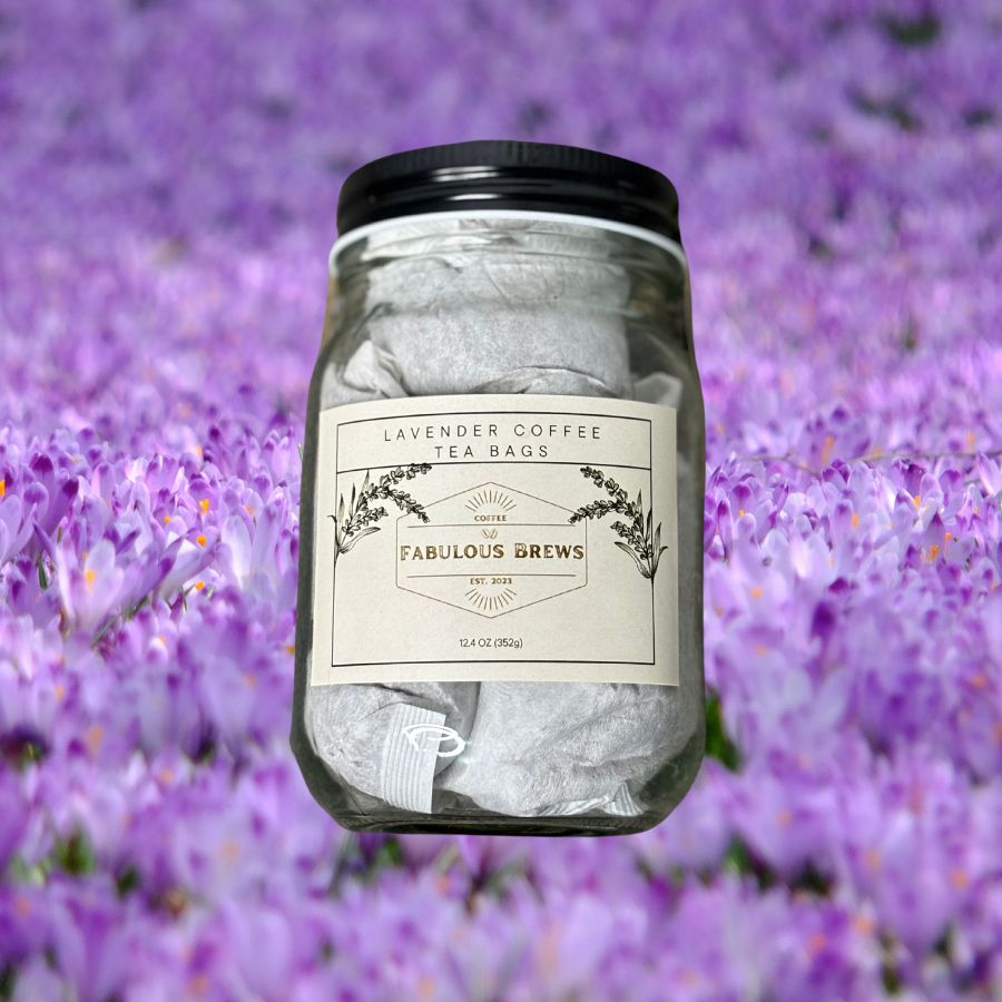 Lavender Coffee Tea Bag Jar | 5 Bags | Real Lavender Flower | Coffee Steep Bags | Single Serve Coffee Bag | Pre-Made Coffee Filters | Made in Small Batches